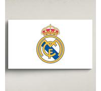 Licensed Décor Arte de pared acrílico del Real Madrid, pequeño (65 cm de ancho x 40 cm de alto), escudo a todo color sobre blanco