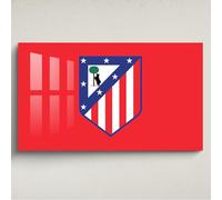 Licensed Décor Atlético de Madrid - Arte acrílico para pared, grande, 130 cm de ancho x 80 cm de alto, escudo a todo color en la marca roja