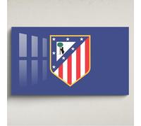 Licensed Décor Atlético de Madrid - Arte acrílico para pared, tamaño pequeño, 65 cm de ancho x 40 cm de alto, escudo a todo color sobre la marca azul