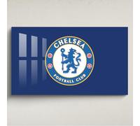 Licensed Décor Chelsea FC - Arte de pared acrílico grande (130 cm (ancho) x 80 cm (alto) - Escudo completo en azul oscuro secundario