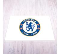 Licensed Décor Chelsea FC - Tapete Mediano (125 cm (Ancho) x 100 cm (Alto) - Escudo Completo sobre Blanco