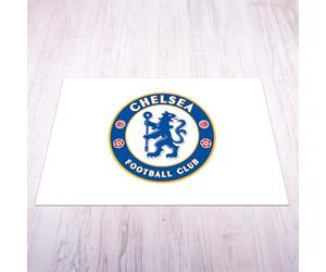 Licensed Décor Chelsea FC - Tapete Mediano (125 cm (Ancho) x 100 cm (Alto) - Escudo Completo sobre Blanco