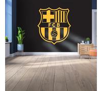 Licensed Décor Decor FC Barcelona - Mural de vinilo para pared, tamaño mediano, 185 cm de alto x 100 cm de ancho, escudo amarillo sobre negr