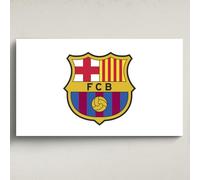 Licensed Décor FC Barcelona - Arte acrílico para pared, tamaño pequeño, 65 cm de ancho x 40 cm de alto, escudo a todo color sobre blanco