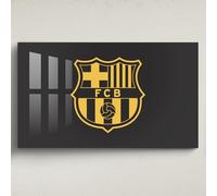 Licensed Décor FC Barcelona - Arte de pared acrílico pequeño (65 cm (ancho) x 40 cm (alto) - Cresta amarilla sobre negro