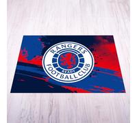Licensed Decor Rangers Football Club - Alfombrilla de Vinilo para Piso, tamaño pequeño, 70 cm de Ancho x 100 cm de Alto, Escudo a Todo Color sobre Fondo Texturizado