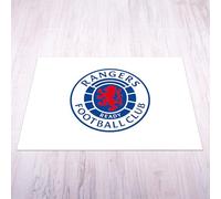 Licensed Decor Rangers Football Club - Alfombrilla de Vinilo (tamaño Mediano, 125 cm de Ancho x 100 cm de Alto), Escudo a Todo Color sobre Blanco