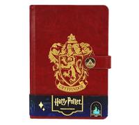 Licensed Harry Potter House notebook journal, parchment paper, house logo, house history, Gold printed house crest logo in front, Hogwarts, Gryffindor, Slytherin, Hufflepuff and Ravenclaw (Gryffindor)