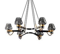 LiChA Post Modern Chandelier 8 Lights Chandelier Hanging Ceiling Light Fixture Black Glass Globe Pendant Lighting for Kitchen Dining Room Living Room-Black Gold 8 Lights