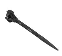 Lichamp 12.4" Spud Ratchet Wrench, 3/8" x 1/2" Dual Drive Ratcheting Hammer Head, Scaffold Steel Construction Tool, Black