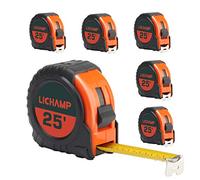 LICHAMP Cinta métrica de 25 pies, paquete de 6 cintas métricas retráctiles de fácil lectura con fracciones de 1/8, cinta métrica de 25 pies por 1 pulgada