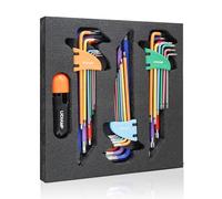 Lichamp Juego de llaves Allen de brazo largo de color arco iris de 27 piezas, SAE 1/16 a 3/8 pulgadas, métricas de 1.5 a 10 mm, Torx T10 a T50