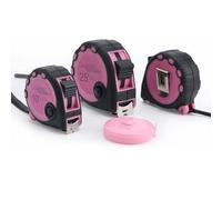 Lichamp Paquete de 4 cintas métricas rosas, juego de cinta métrica de 10 pies, 12 pies, 25 pies con cinta métrica suave, 10 pies x 5/8 pulgadas, 15 pies x 3/4 pulgadas, 25 pies x 1 pulgadas, 04MXPK