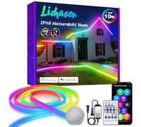 Lichaser 10M RGB+IC Tira Neon LED Flexible WiFi, IP68 Impermeable DIY Luces de Neon Flexible con Alexa, 24V Silikon Tiras LED Exterior Sync música para Habitacion, Cocina, Fiesta, Jardín