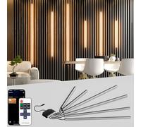 Lichaser 6 Tiras LED Negras Empotradas para Panel Acústico, WiFi Blanco Cálido Tira LED Paneles Insonorizacion Compatibles con Alexa, Adhesiva Luz para Panel Madera Acustico (30 * 2+40 * 2+60 * 2 cm)