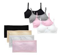 LICHENGTAI 8 Piezas Niñas Sujetador Deportivo Algodón Deporte Bandeau Sujetador Sin Tirantes Bralette Top Transpirable Ropa Interior Sujetador Básico para Niños Mujeres 8-16 Años