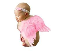 LICHENGTAI Alas de Angel Blanc, Bebe Plumas Ángel Alas con Diadema Set, para Accesorios de Fotografía de Bebés Fiestas Interactivos Entre Padres