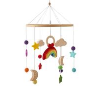 LICHENGTAI Carillón de viento móvil para bebé, arco iris cuna 3D astronauta cama campana recién nacido cuna campana de cama colgante juego móvil cuna bebé decoración para bebé niña o niño