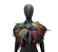 LICHENGTAI Collar de chal de plumas góticas collar disfraz de Halloween charreteras capa disfraz negro capa de plumas para mujer capa boa de plumas bufanda de plumas gótica para Halloween cosplay