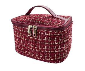 Lichi Neceser de maquillaje, artículos esenciales de viaje para mujeres, bolsa de lavado, regalos para mujeres, cumpleaños, único, inspirado en Chanel, bolsa de cosméticos lavable, Red, 22*14*15cm