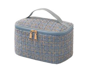 Lichi Neceser de maquillaje, artículos esenciales de viaje para mujeres, bolsa de lavado, regalos para mujeres, cumpleaños, único, inspirado en Chanel, bolsa de cosméticos lavable, Blue, 22*14*15cm