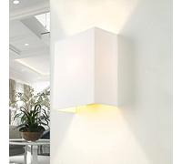 Licht-Erlebnisse Aplique ALICE estilo moderno con pantalla de tela color blanca de Diseño Loft E27 Foco Lámpara de pared para salón