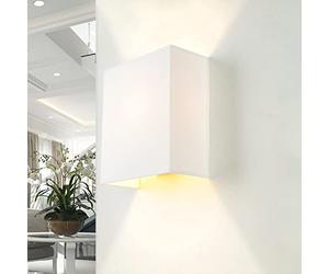 Licht-Erlebnisse Aplique ALICE estilo moderno con pantalla de tela color blanca de Diseño Loft E27 Foco Lámpara de pared para salón