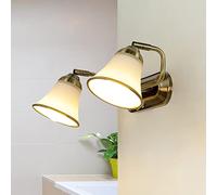 Licht-Erlebnisse Aplique baño regulable con interruptor basculante, aplique espejo, Art Nouveau, orientable, bronce, bajo deslumbramiento, cristal, 2 bombillas, E14, A:42 cm, aplique espejo