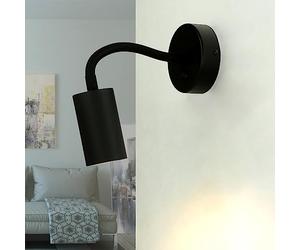 Licht-Erlebnisse Aplique con interruptor, negro, brazo flexible, aplique GU10, lámpara cuello de cisne cama, orientable, aplique lectura, luz lectura, foco, aplique interior, foco