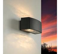 Licht-Erlebnisse Aplique de exterior en aluminio fundido antracita moderno IP44 resistente a la intemperie E27 hasta 60W up & down aplique de jardín lámpara de exterior entrada