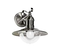 Licht-Erlebnisse Aplique de exterior metal arte vidrio plateado IP44 jardín terraza W: 24 cm E27 Aplique de exterior rústico marítimo balcón OSLO