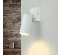 Licht-Erlebnisse Aplique de pared Acero inoxidable Aluminio Blanco Dormitorio Salón H:16 cm GU10 orientado flexible Trabajo Lectura Aplique de pared Oficina LEO