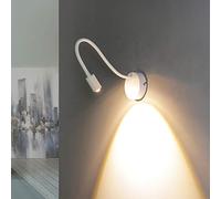Aplique de pared interior LED punto flexible metal blanco 5W incluyendo luz de lectura ajustable lámpara de lectura lámpara de pared punto dormitorio