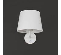 Licht-Erlebnisse Aplique de tela metal blanco comedor pasillo dormitorio A: 24 cm E27 con interruptor discreto Aplique atemporal salón MAJA
