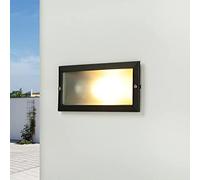 Licht-Erlebnisse Aplique empotrable exterior vidrio aluminio antracita IP65 terraza jardín A: 23 cm E27 máx.18W aplique marítimo alargado de bajo deslumbramiento balcón INA