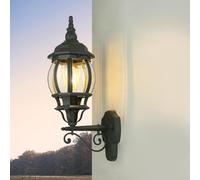 Licht-Erlebnisse Aplique exterior aluminio cristal gris IP23 entrada jardín H:54 cm E27 farol nostálgico rústico luz exterior pared BREST