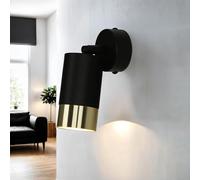 Licht-Erlebnisse Aplique GU10 interior, foco de pared, foco de techo negro, dorado, orientable, H:17 cm, acentuado, cocina, dormitorio, aplique salón
