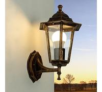Licht-Erlebnisse Aplique Lámpara de pared Paris diseño retro de estilo rústico color cobre antiguo E27 IP44 Farol ideal para balcón y jardín