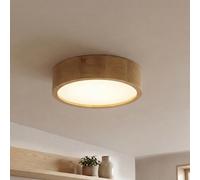 Licht-Erlebnisse ARBARO Lámpara de techo diseño escandinavo redondo de madera roble de estilo moderno Ø27 cm redondo E27 Plafón para dormitorio pasillo