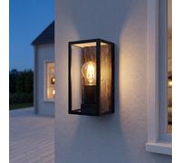 Licht-Erlebnisse Bagny Lámpara De Pared Exterior Vintage Negra Madera E27 IP44