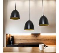 Licht-Erlebnisse Lámpara colgante de interior 3 focos 3xE27 de color negro dorado Lámpara de techo estilo retro diseño industrial ideal sobre la mesa del comedor