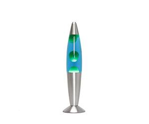 Licht-Erlebnisse Lámpara de lava azul verde, 36 cm, bombilla incluida, G9 25 W con interruptor de cable, idea de regalo de Navidad, pequeña lámpara de lava retro, mini lámpara de lava