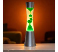 Licht-Erlebnisse Lámpara de lava fresca verde Sandro 39,5 cm de alto plata con interruptor lámpara de mesa retro salón dormitorio juvenil