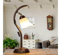 Licht-Erlebnisse Lámpara de mesa LOELLA Diseño floral de estilo shabby chic en metal y cristal, altura: 40 cm Lámpara de cabecera, para escritorio salón