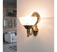 Licht-Erlebnisse Lámpara de pared Art Nouveau HENRY de metal y vidrio en latón A:22,5 W:16 D:21 lámpara de pared interior clásica y elegante para salón dormitorio