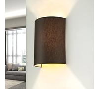 Licht-Erlebnisse Lámpara de pared con pantalla de tela en marrón para dormitorio salón pasillo ancho: 20 cm E27 máx. 60 W luz difusa arriba y abajo lámpara de pared moderna ALICE
