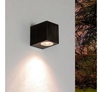 Licht-Erlebnisse Lámpara de pared exterior Aalborg compacta cuadrada de color negro-marrón GU10 IP44 Aplique de diseño moderno Downlight para jardín balcón