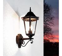 Licht-Erlebnisse Lámpara de pared exterior de estilo rústico diseño antiguo BRISTOL color negro Resistente a la intemperie IP44 E27 Aplique Farol ideal para jardín balcón