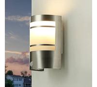 Licht-Erlebnisse Lámpara de pared exterior OSLO con detector de movimiento de estilo moderno en acero inoxidable IP44 E27 Aplique para Jardín balcón