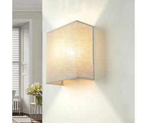 Licht-Erlebnisse Lámpara de Pared interior ALICE de Diseño Loft Up Down Pantalla de tela gris bajo deslumbramiento E27 Aplique para dormitorio salón